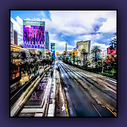 Iconic Las Vegas strip at the beginning of the covid epidemic